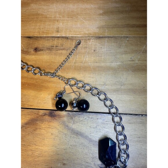 Western Black Large Cross Pendant with Charms Necklace with Earrings - Picture 3 of 5